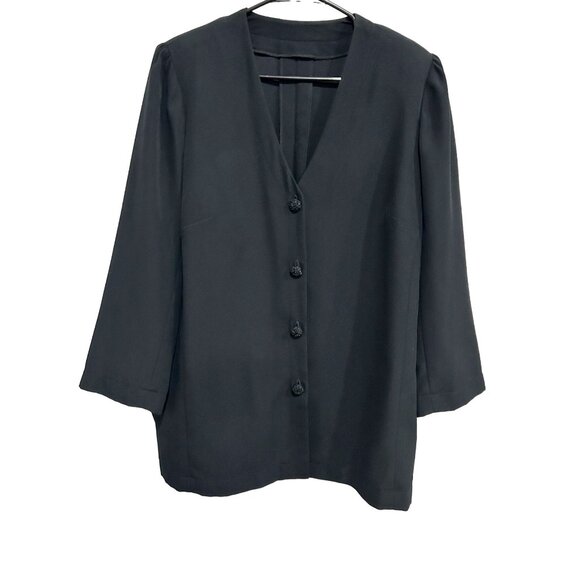 Vintage Black Button-Up Plus Size Blazer Jacket - Picture 1 of 7